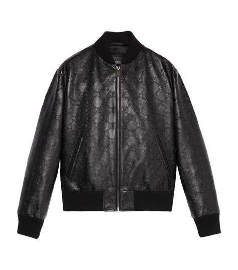 gucci bomber jacket leather|Gucci bomber jacket price.